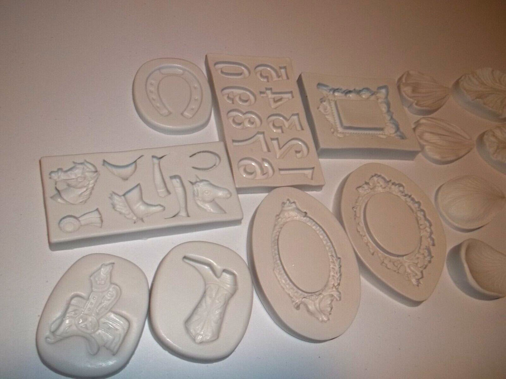 14 pc Polymer Clay Molds Western, Frames & Numbers 3D 2pc leaf molds