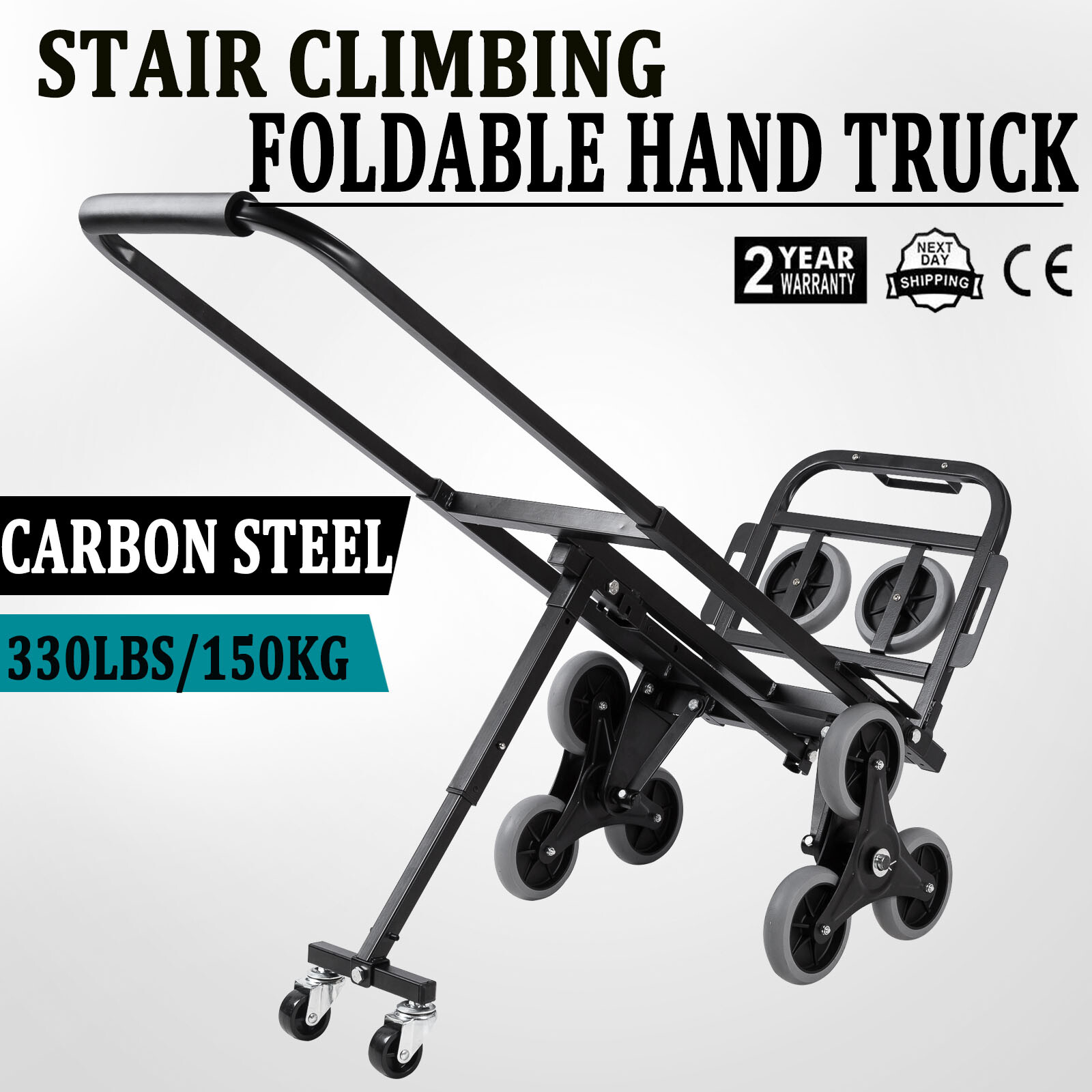 Heavy Duty Aluminum Hand Truck Convertible Folding Dolly Cart Stair Climber Cart