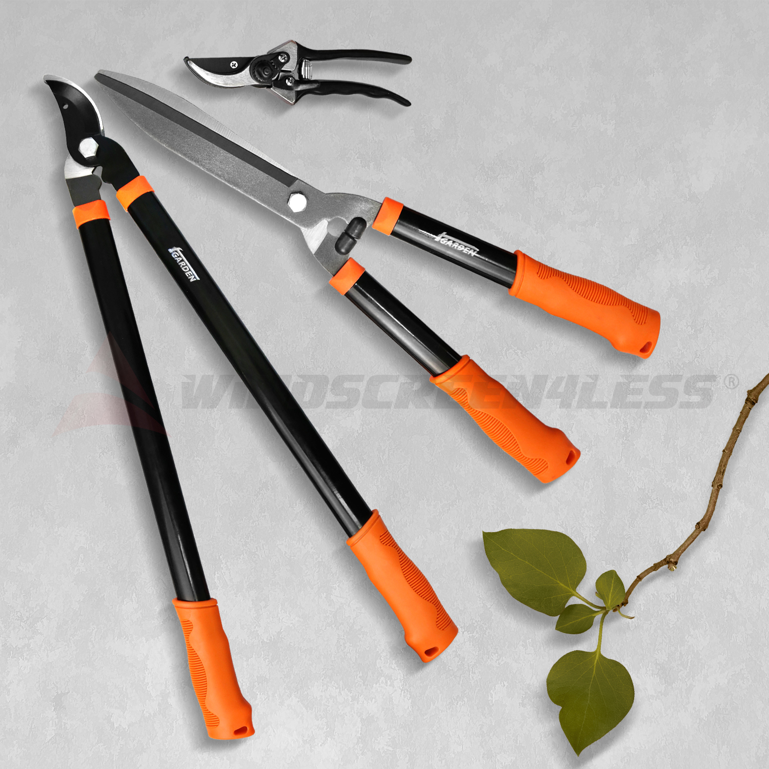 3 Piece Combo Garden Tool Set with Lopper Hedge Shears Pruner Shears Garden Kit