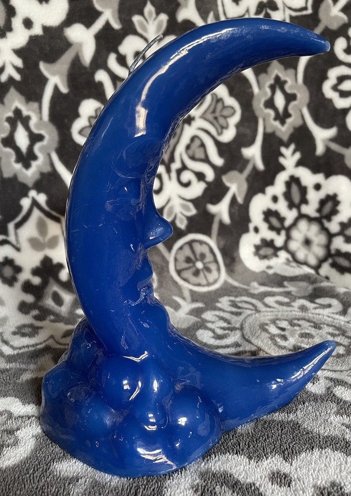 Vintage Celestial Cobalt Blue Moon Candle