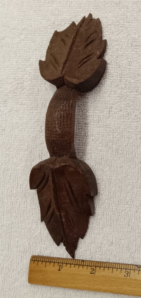 ANTIQUE WALNUT CARVED LEAF PATTERN DRAWER , DOOR HANDLE/PULL HORIZONTAL,VERTICAL