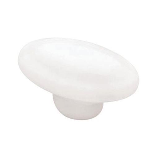 1-1/4" Oval Ceramic Knob White