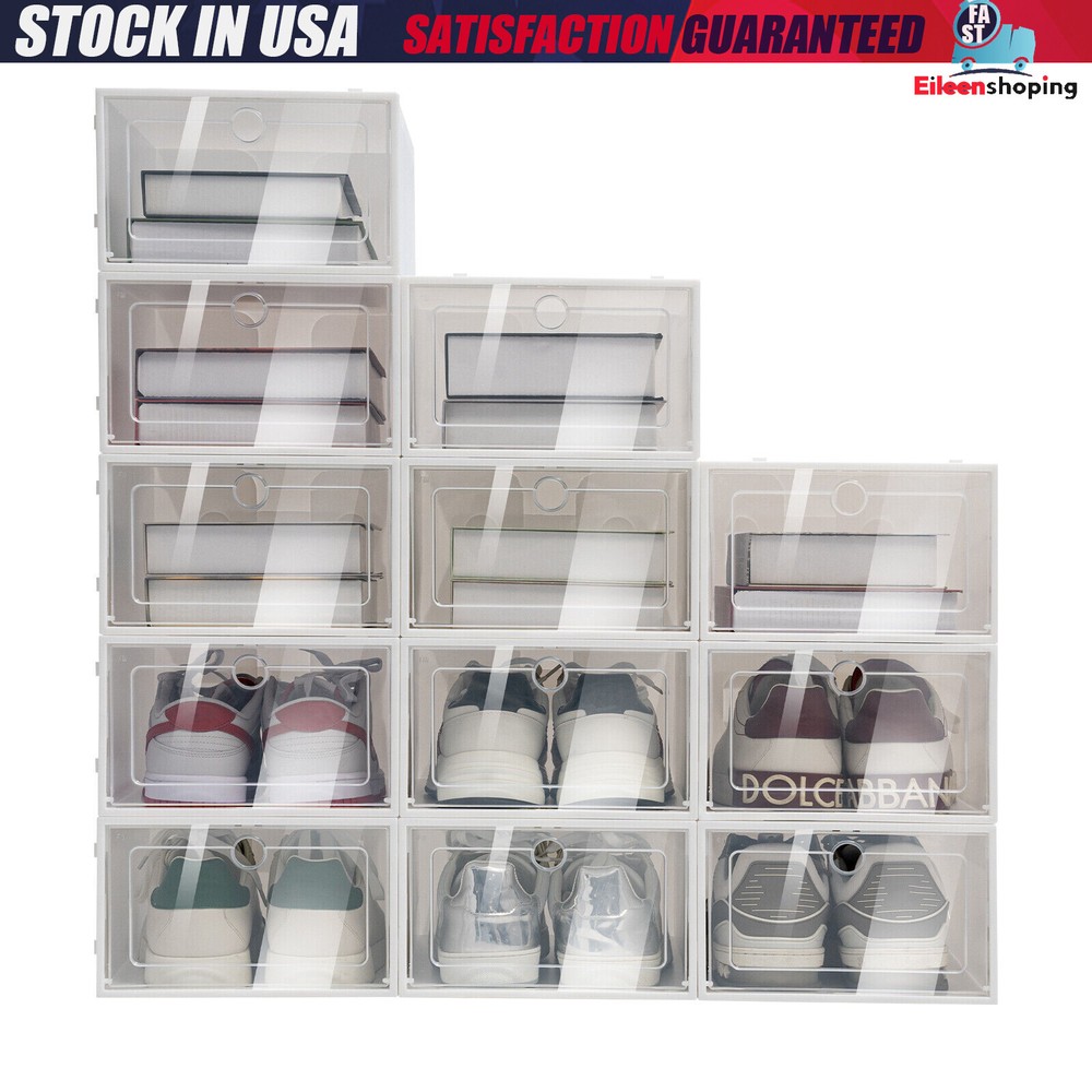 24 Pcs Foldable Shoe Storage Box Case Sneaker Container Stackable Organizer NEW