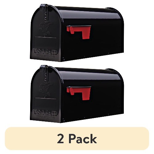 (2 pack)  Mailboxes Elite Galvanized Steel, Medium, Post-Mount Mailbox in Black