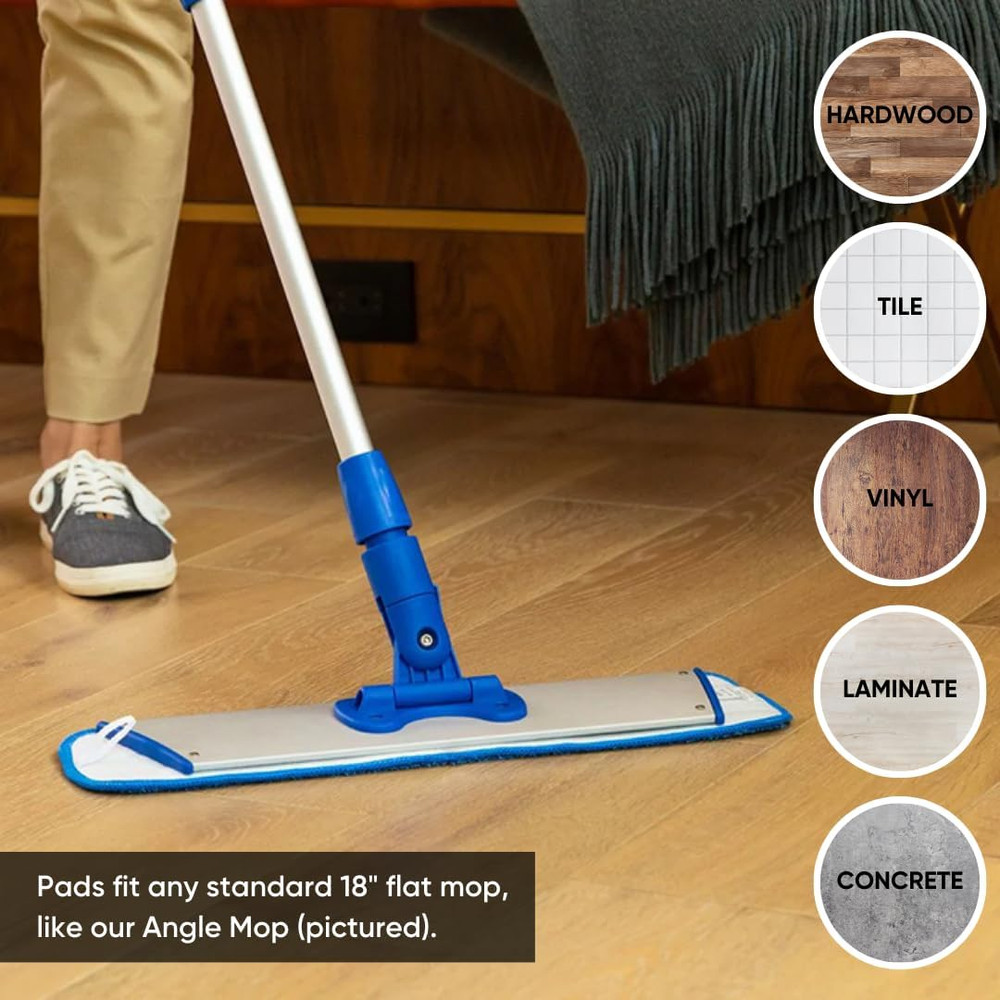 18 Inch Microfiber Mop Pads - Machine Washable, Reusable, Refills & Replacement
