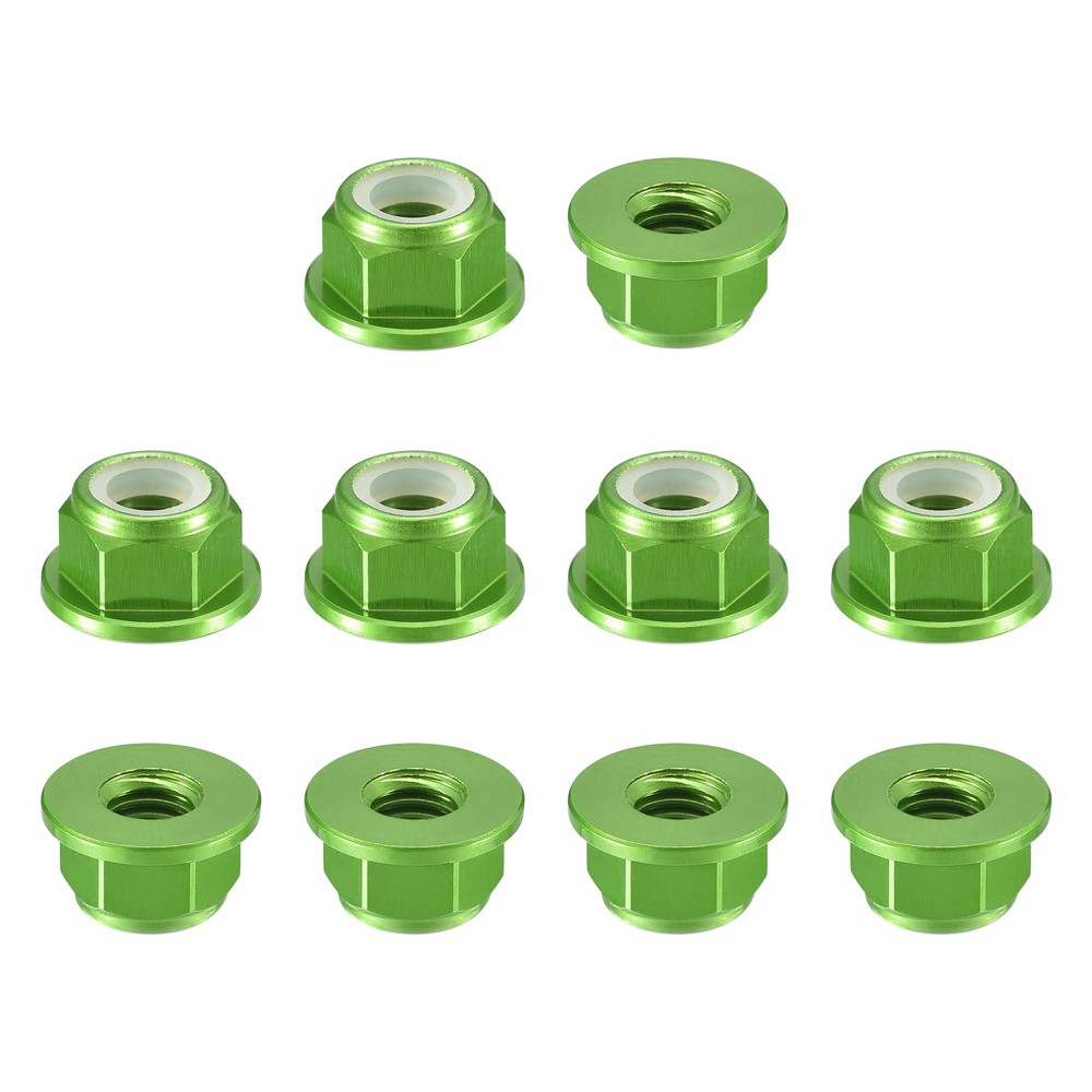 Nylon Insert Hex Lock Nuts, 10pcs - M5x0.8mm Self-Locking Nut(Green)