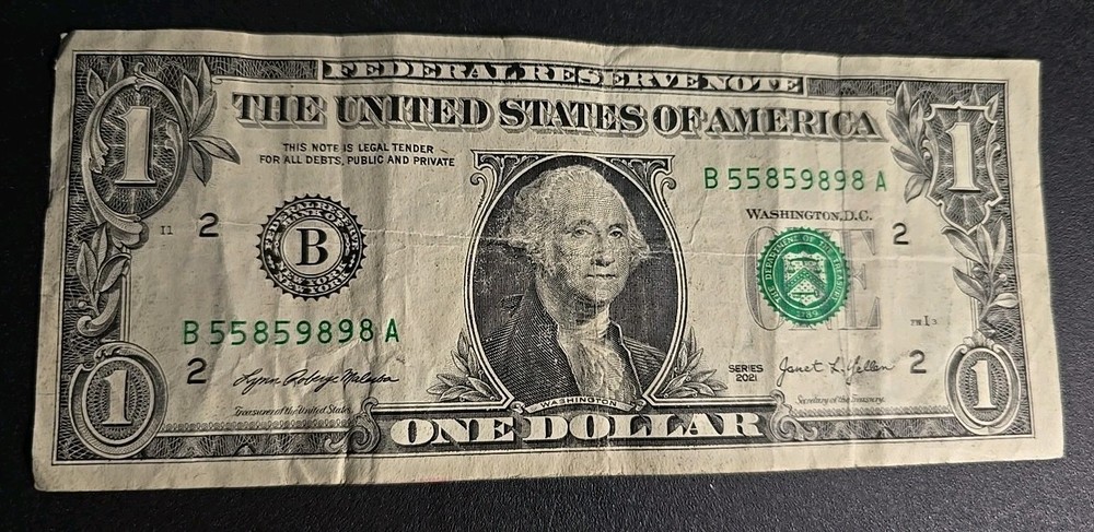 $1 One Dollar Note Fancy Trinary B55859898A
