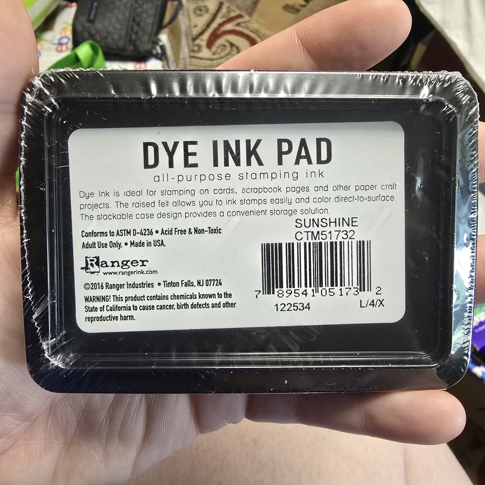 Ranger Dye Ink Pad Shunshine All Purpose Stamping Ink NIPS 2016 Non-Toxic USA
