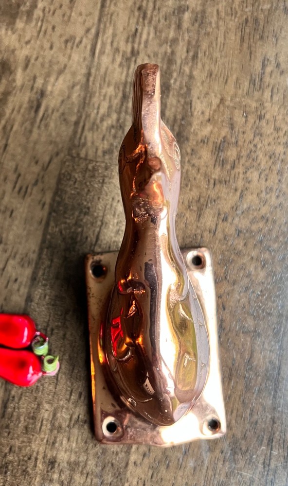 Solid Copper Rooster Head Hook Towel Apron Holder Wall Mount Rustic Farmhouse 6"