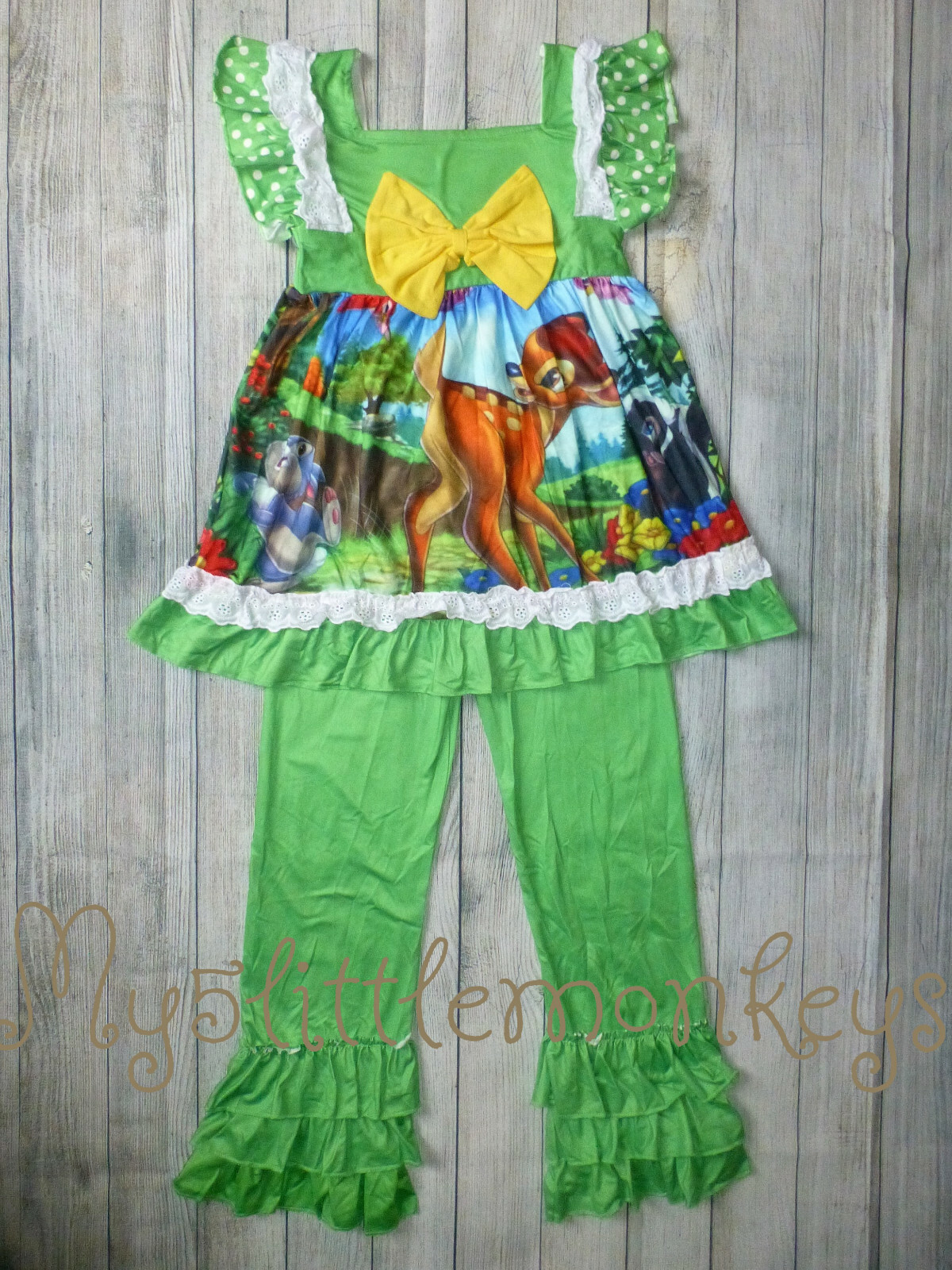 Bambi Girls Boutique Ruffle Tunic Dress Leggings Outfit Set