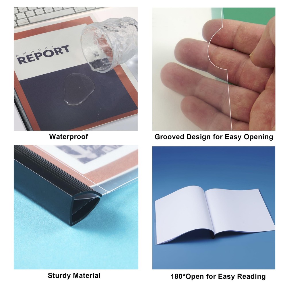 Binditek 100 Pack Clear Report Covers with 9mm Sliding Bars, 70 Sheet Capacity,