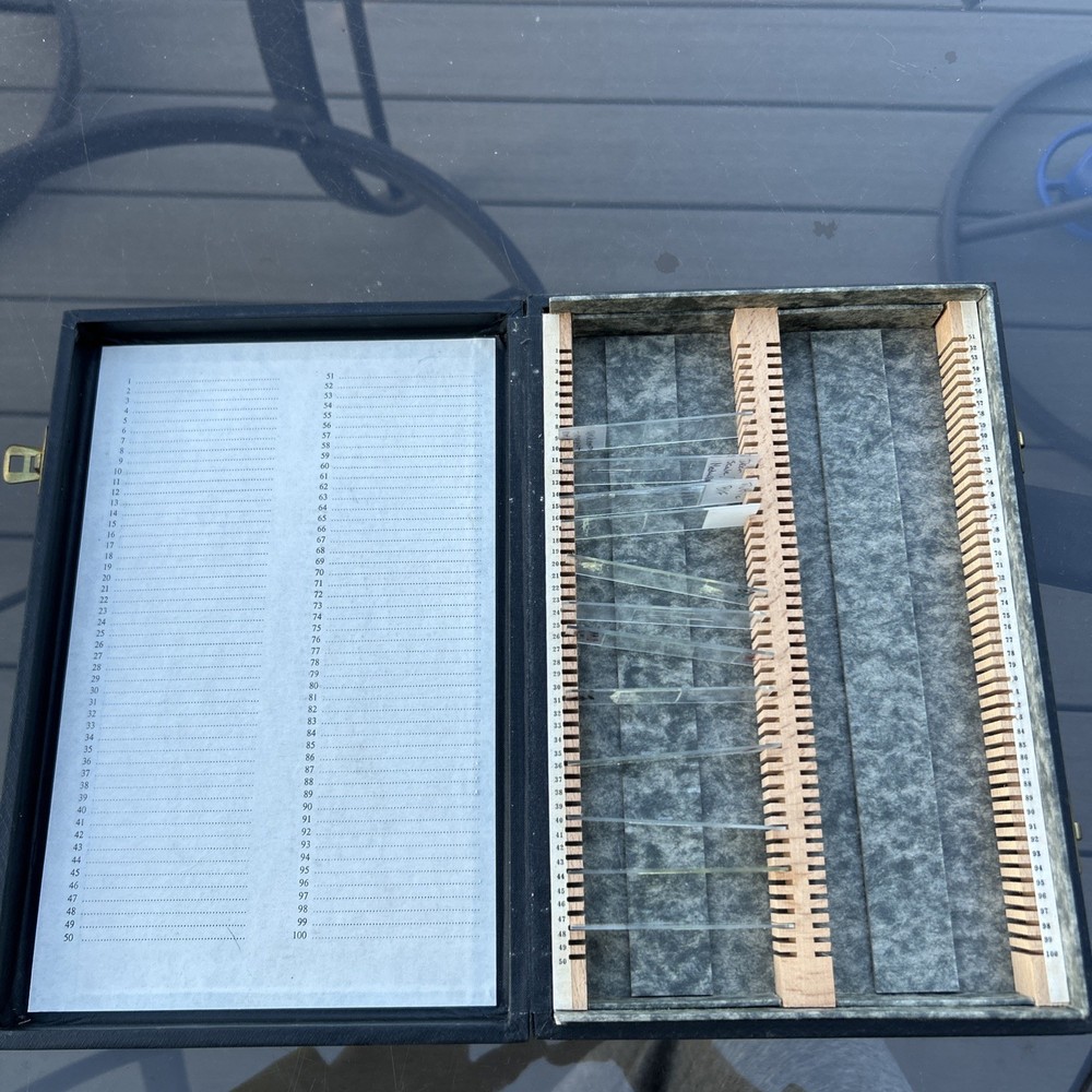 Microscopic Preparations Antique Microscope Slide Carrying Case Black