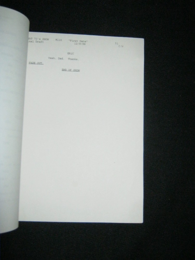 Original THAT '70s SHOW Script Season 1 EP 16 First Date FINAL DRAFT