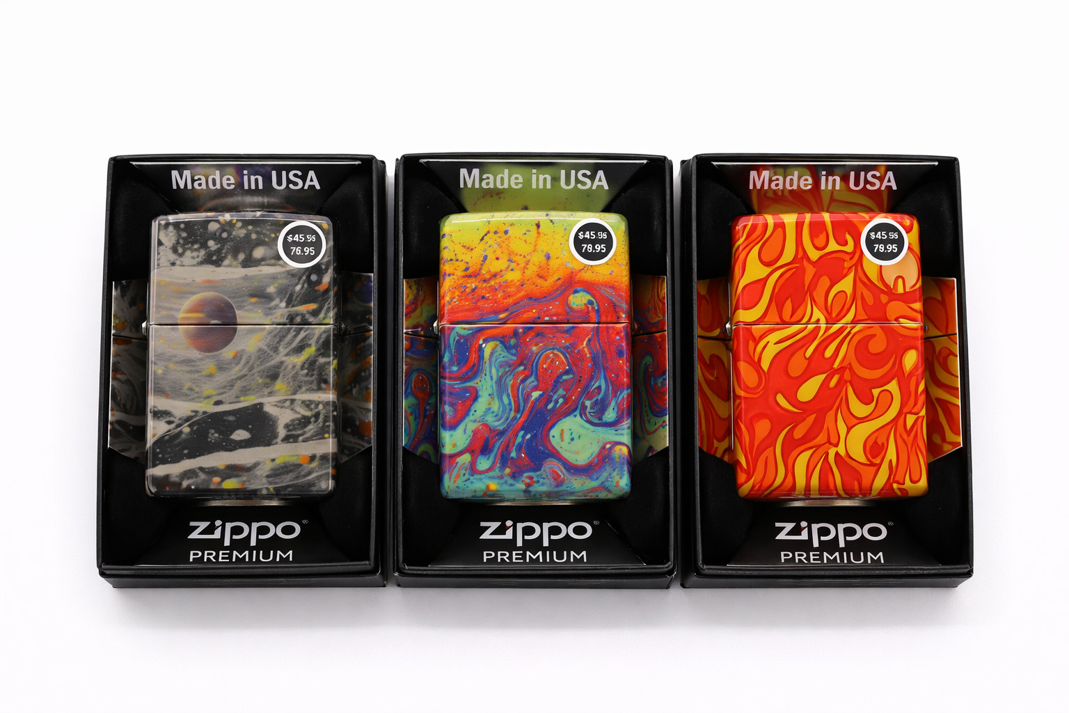Zippo Premium Windproof Lighter Mixed Abstract Flame Design USA 1CT