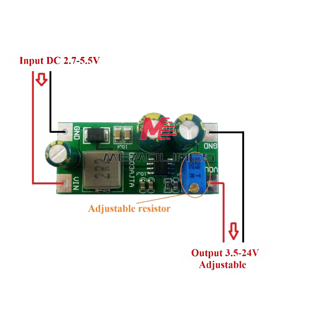 DC 2.7-5.5V to 3.5-24V DC-DC Adjustable Boost Converter Step-Up Module 30W 6A