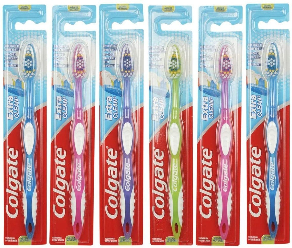 6 Colgate Toothbrush Extra Clean Full Head MEDIUM Brushes - NEW
