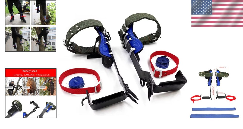 Portable Tree Climbing Spike Set with Harness for Beginners - Lightweight Design