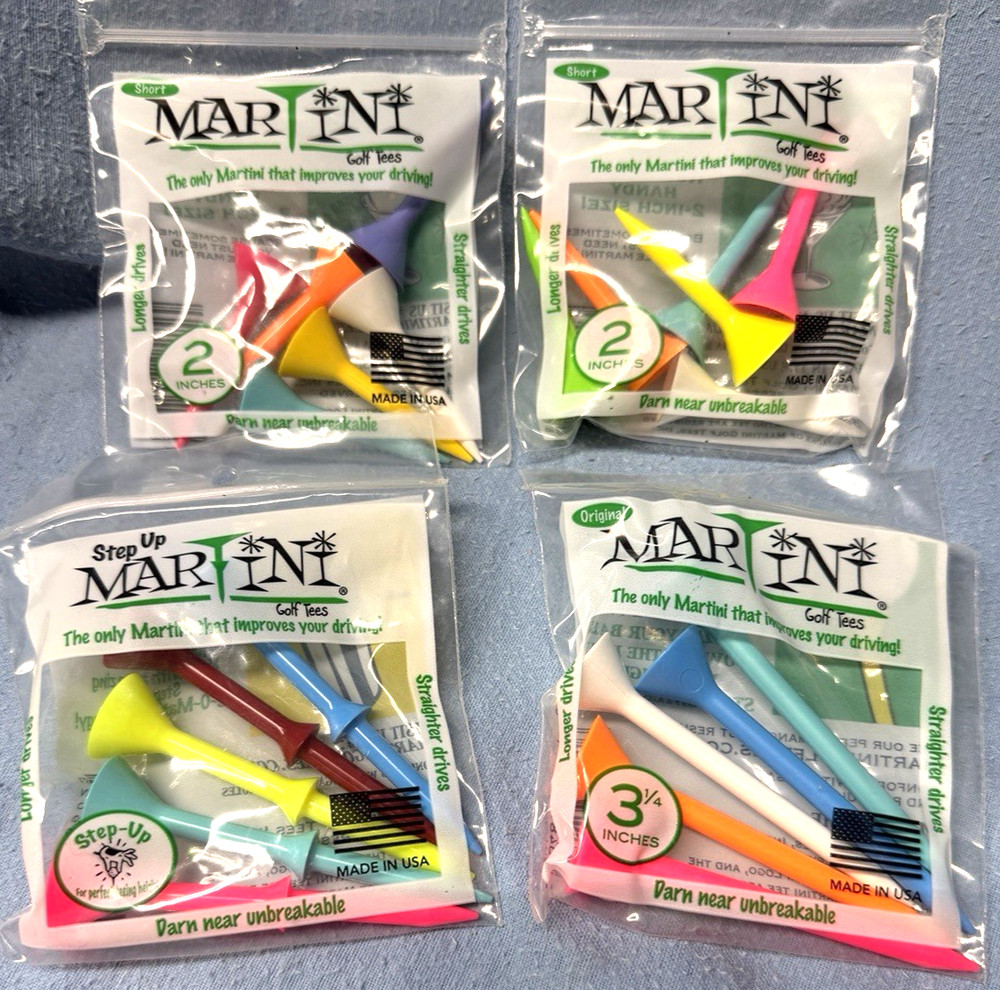 Lot 4 MARTINI Golf Assorted Size & Color Durable Plastic Tees