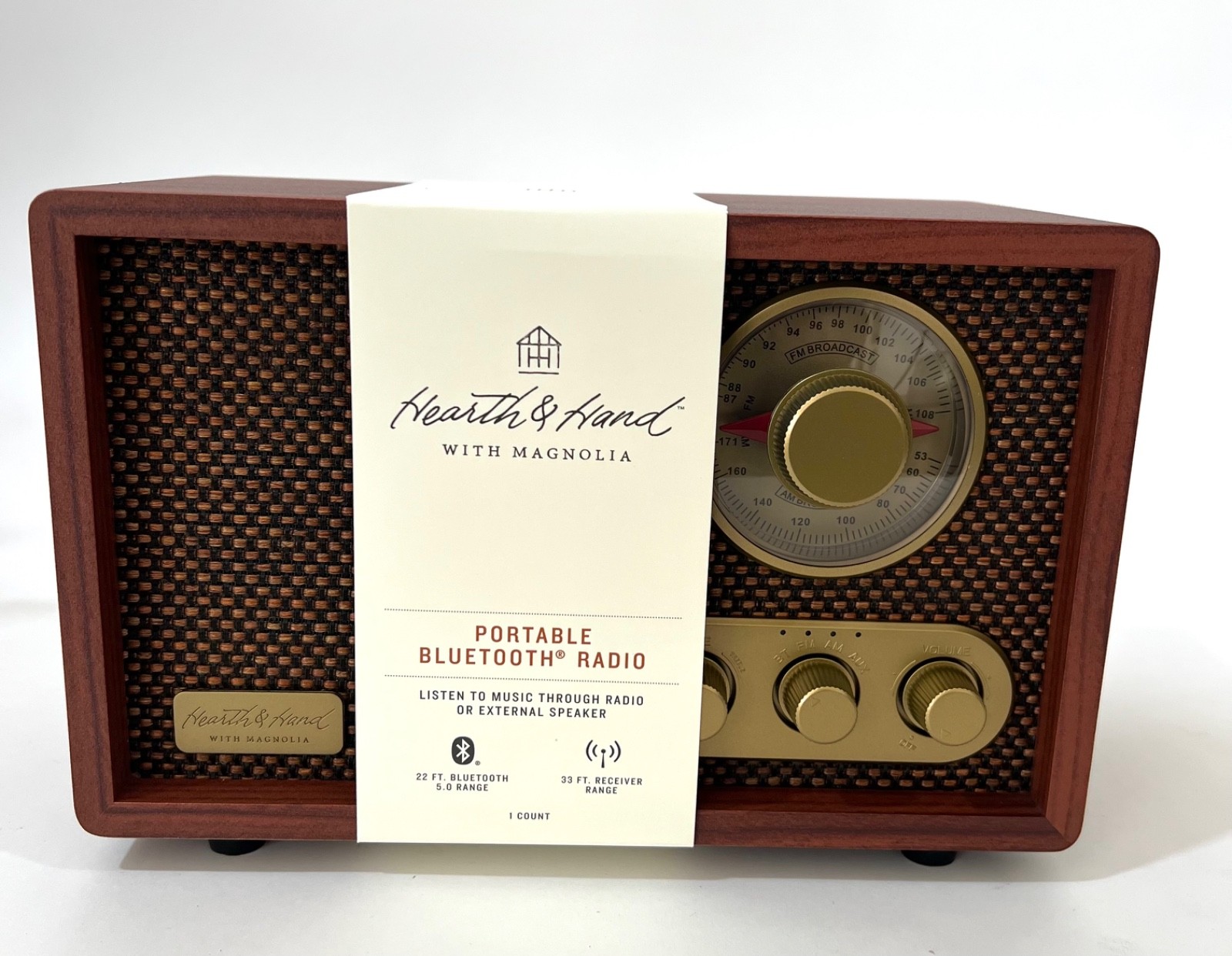 NEW Hearth & Hand w/ Magnolia Portable AM/FM Bluetooth Vintage Style Radio