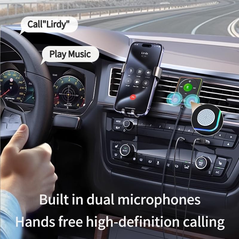 Bluetooth 5.4 AUX Car Adapter,[Dual Connection & Mic Noise Green