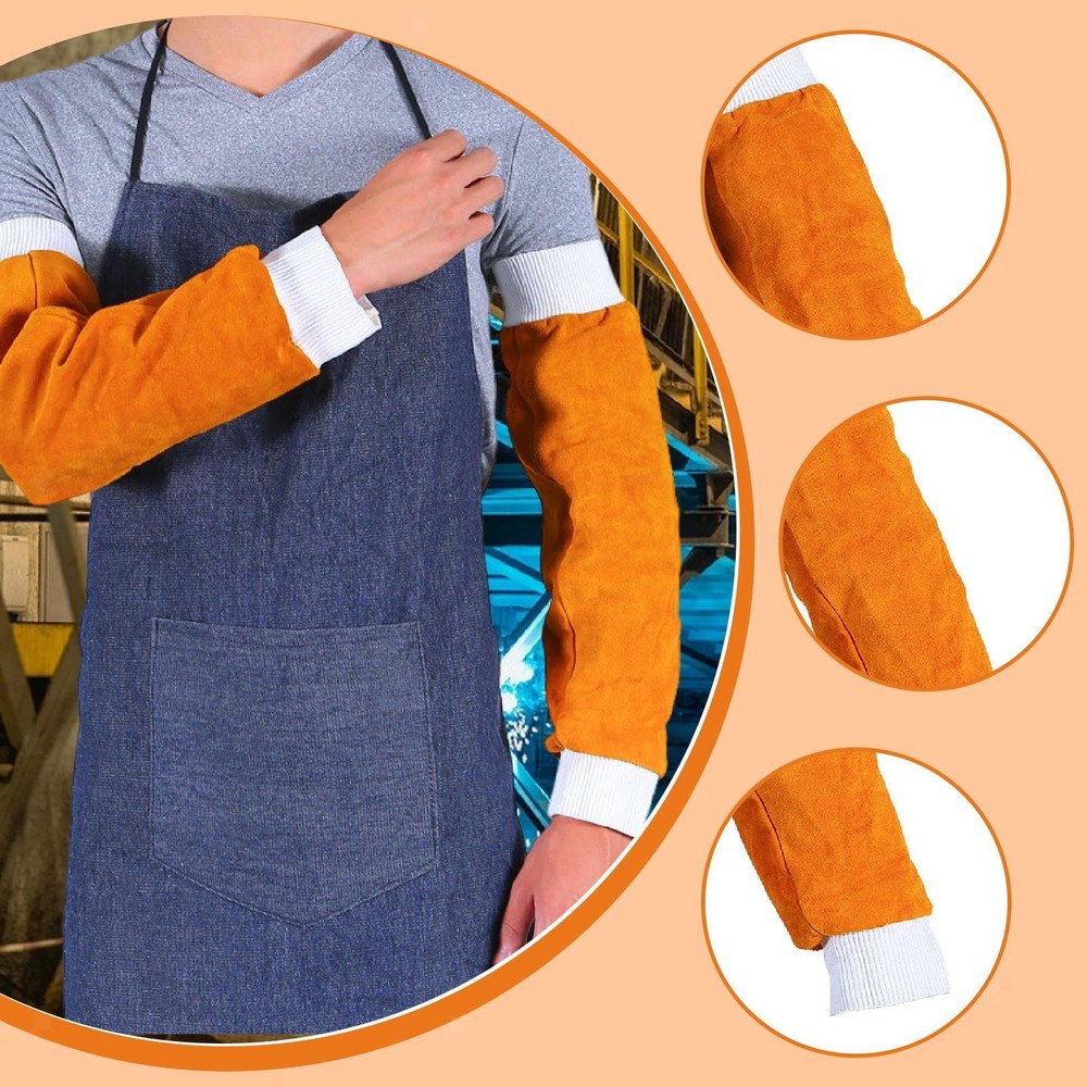 Welding Work Sleeves Double Arm Guards Soft Length 57cm Split Wear Resistant