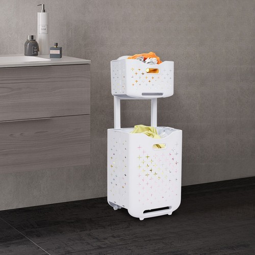 Foldable Multi-tier Laundry Hamper Collapsible Dirty Clothes Laundry Basket