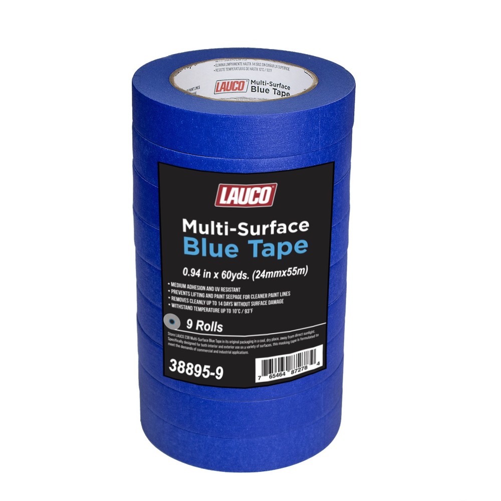 LAUCO Multi-Surface Blue Painter’s Masking Tape, Medium Adhesion, 9 Rolls