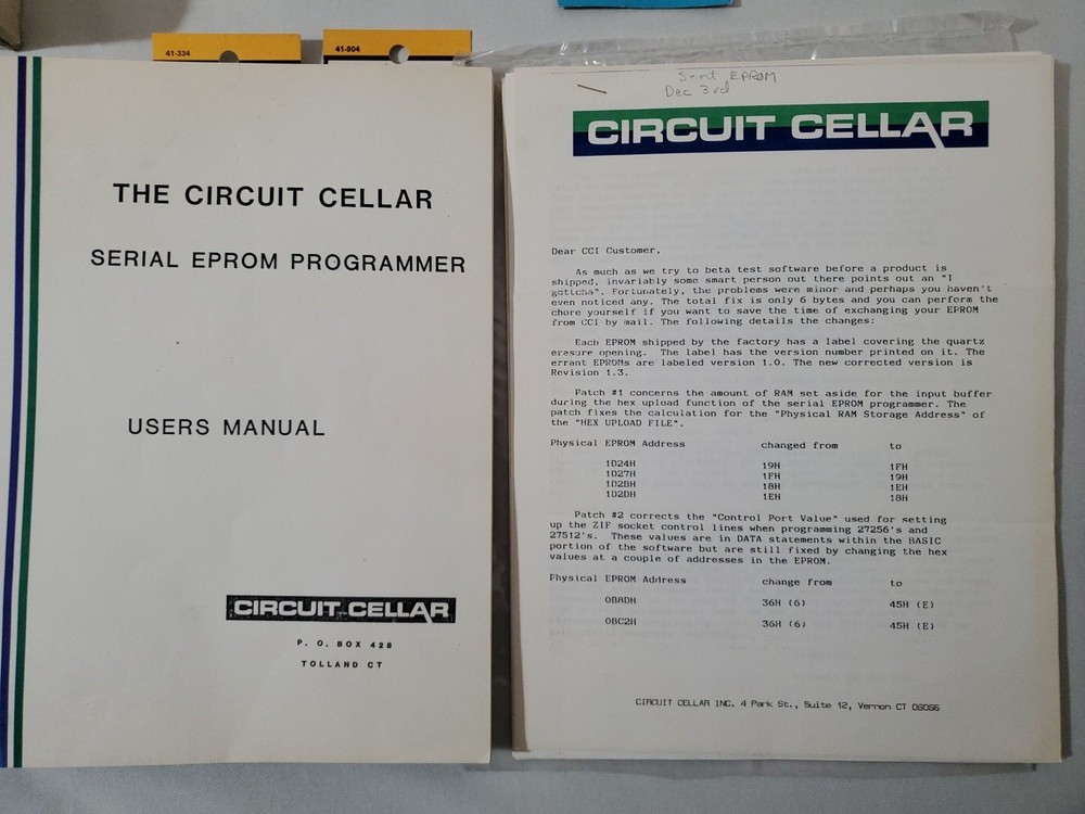Vintage Circuit Cellar Serial EPROM Programmer 1986 Board Kit - UNTESTED AS IS