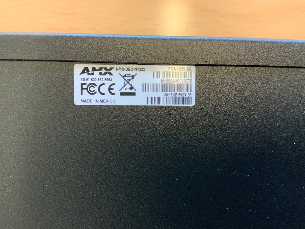 AMX NMX-DEC-N1222 SVSI Stand-Alone Minimal Compression Video Over IP Decoder