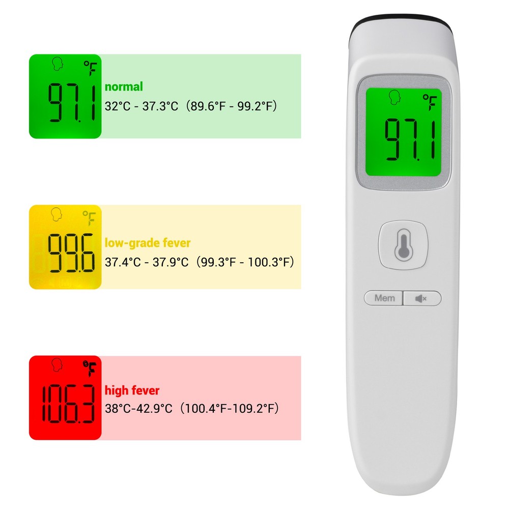 4 Pack No Contact Digital Infrared Thermometer Gun Battery Body Memory Function