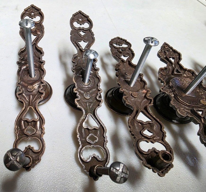 Bronze color Drawer Pulls Backplates Knobs & Keyhole Escutcheon Set