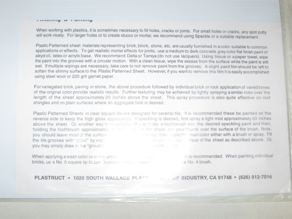 Plastruct N Scale 1:200 Patterned Sheets Train & Hobby Model Builds - 5 Choices