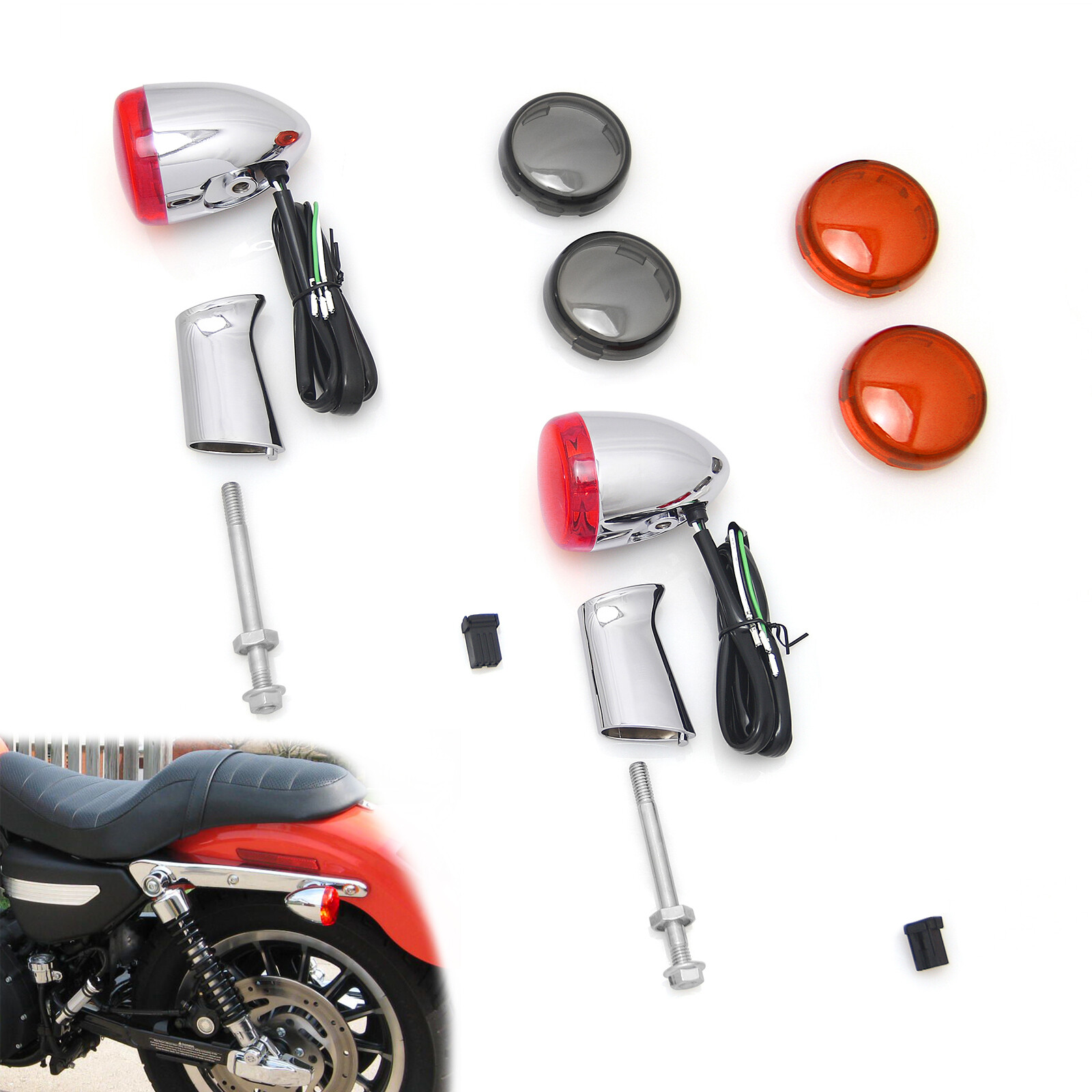 Bullet Rear Turn Signal Indicator Brake running Lights For Harley Softail 92-23