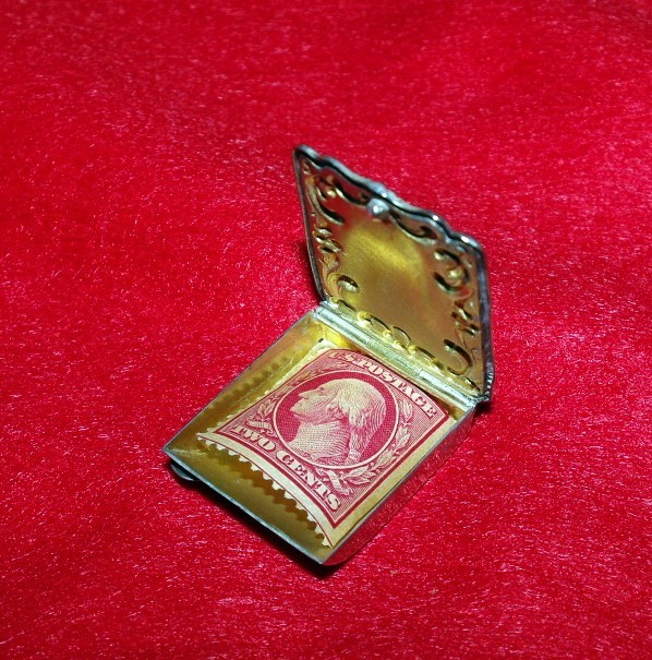 RARE Antique Victorian Sterling Silver Hinged Stamp Box Case Chatelaine Charm