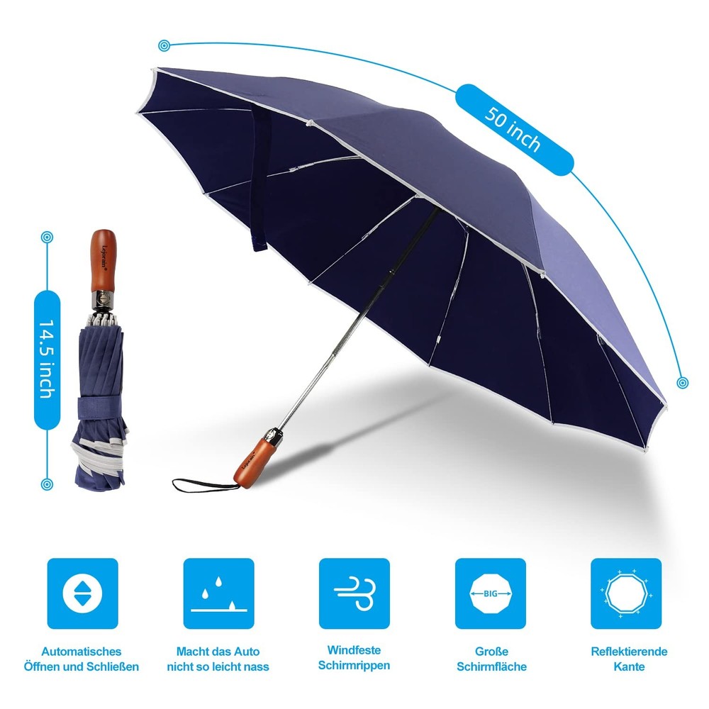 Large Inverted Golf Umbrella Windproof Reverse Folding Auto Umbrella