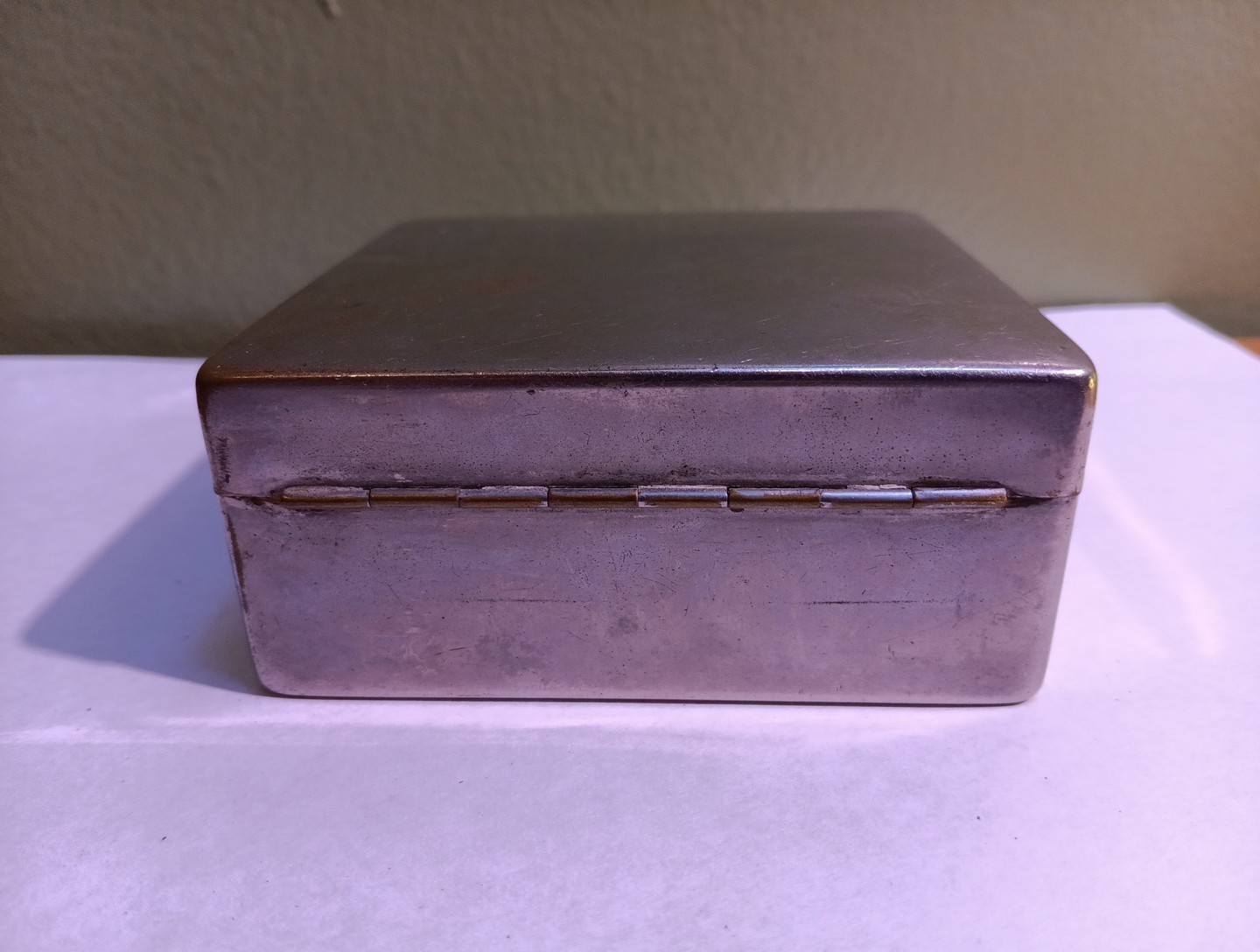 Vintage 3.5 x 3.5 x 1.5 Inch Metal Box/case - Leather/Wood - Cigar/Cigarette