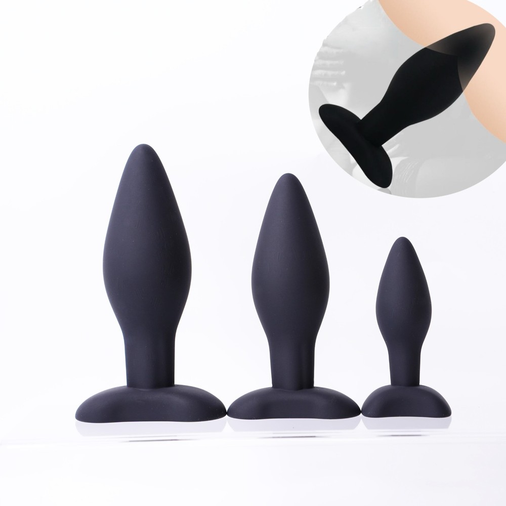 Silicone Anal Plug Tapered 3-Sizes Spreader Butt Trainer Plug Dilator