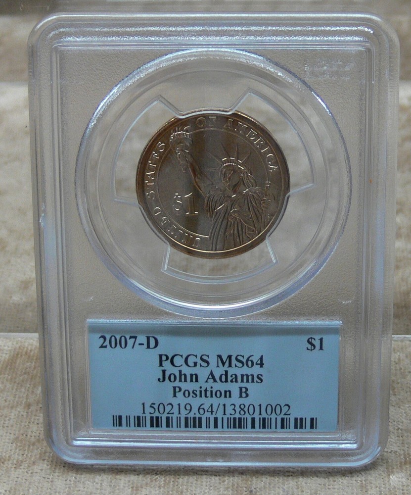 2007-D $1 JOHN ADAMS PCGS MS64 POSITION B
