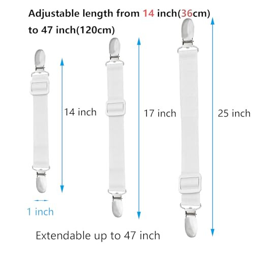 8 pcs Adjustable Bed Sheet Straps,Bed Sheet Clips, Elastic Bed Fitted Sheet