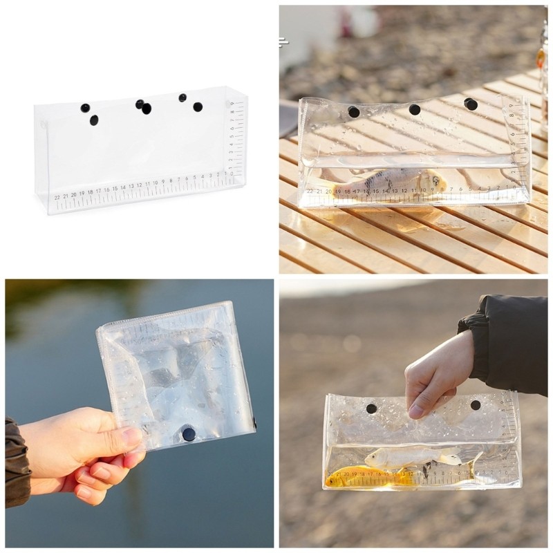 Quick Snapping Clear Fish Weigh Container Folding Live Fish Observation Bag
