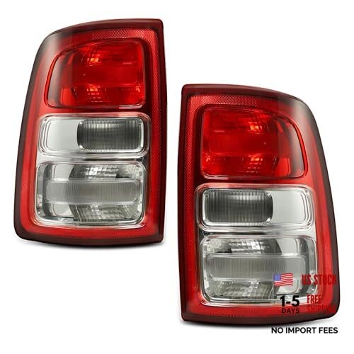 1 Pair Halogen Tail Lights Assembly Compatible Left & Right Red Bezel Halogen