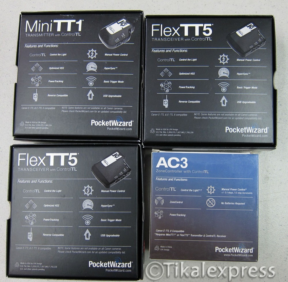 Combo - PocketWizard FlexTT5, TT1 Transceiver & AC3 For Canon TTL Flashes