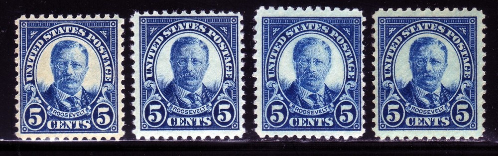 #557 FIVE CENT ROOSEVELT. MEDIUM FINE 1. NEVER HINGED OG. SCV $35