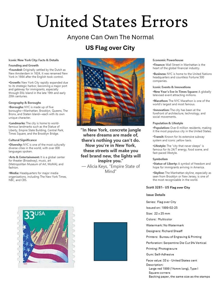 Centsational Custom Presentation Panel For Error SN 3281 - 8.5” X 11”