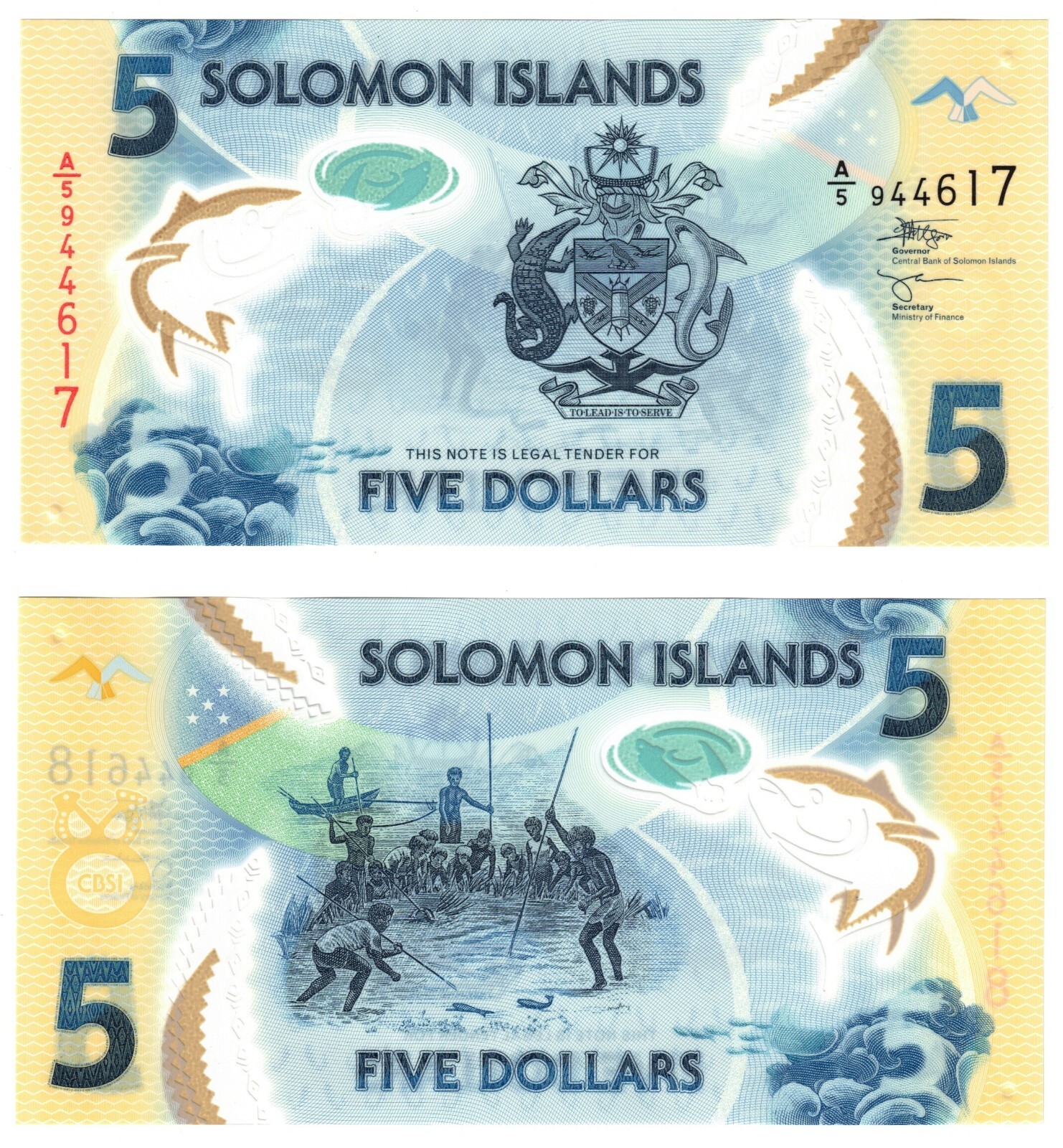 2021 Solomon Islands 5 Dollars Banknote UNC P38b Prefix A5 Polymer NEW