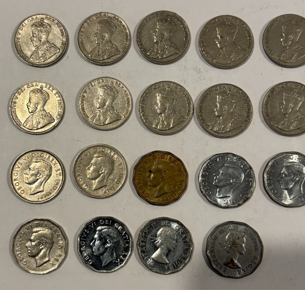 25 different dates Canada Five Cents between 1922-1954 Lot 833