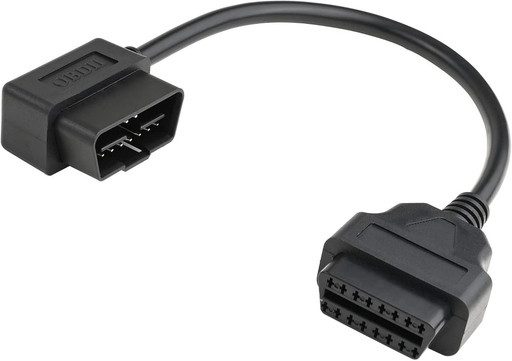 Compact 1ft OBD-II Extension Cable with Right Angle Connector for Diagnostics