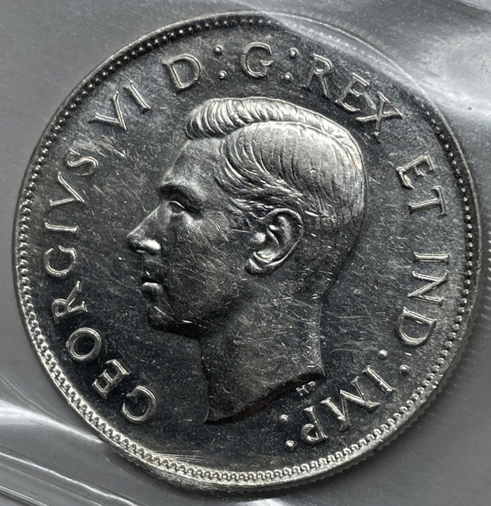 1947 Maple Leaf Canada 50 Cent. ICCS Certified EF-45. C-2573