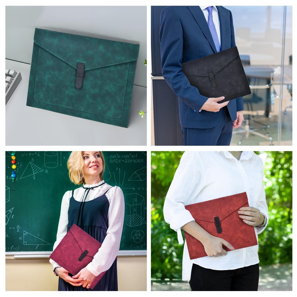 Brown PU Leather File Folder, Snap Closure File Organizer, Important Document...