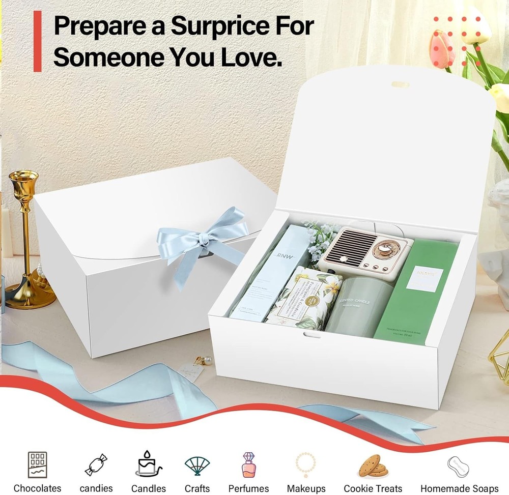 15-Pack Versatile White Gift Boxes with Lids - Easy Assembly & Large Capacity